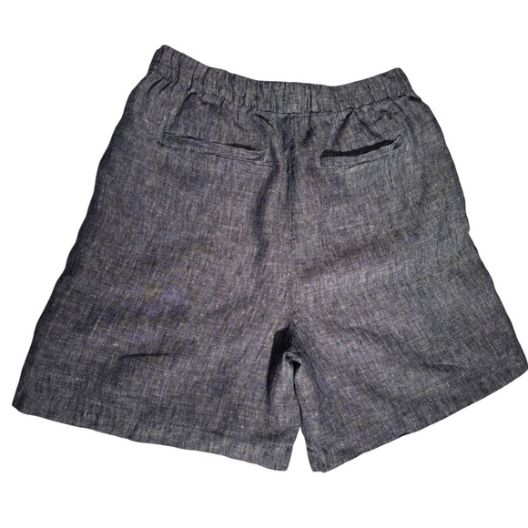 Tahari 100% Linen Comfortable Blue Coastal Elastic Waist Four Pockets Shorts M - Picture 2 of 3